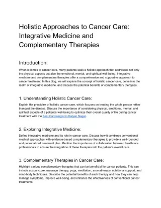 Holistic Approaches to Cancer Care_ Integrative Medicine and Complementary Therapies