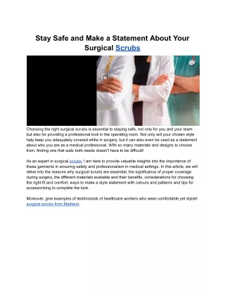 Stay Safe and Make a Statement Your Surgical Scrubs