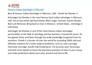 Famous Indian Astrologer in Missouri