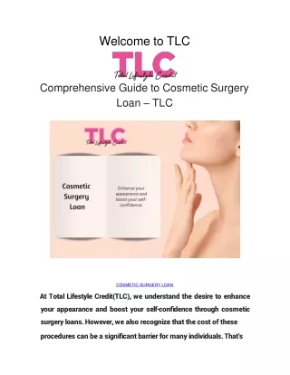 Comprehensive Guide to Cosmetic Surgery Loan - TLC