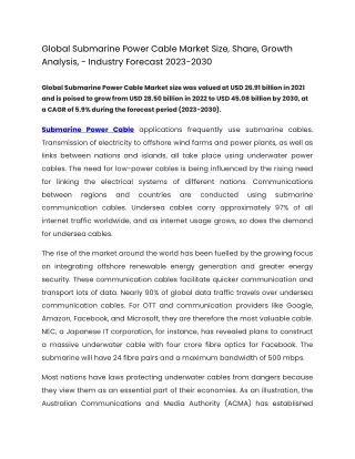 Global Submarine Power Cable Market