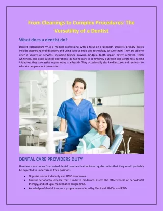 From Cleanings to Complex Procedures: The Versatility of a Dentist
