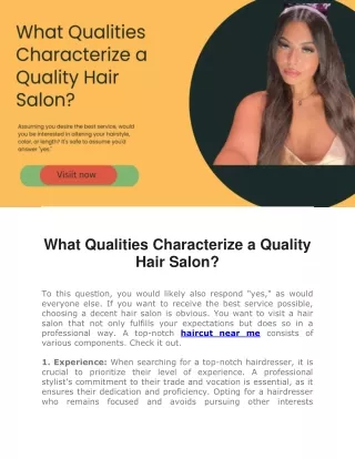 What Qualities Characterize a Quality Hair Salon