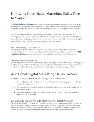 How Long Does Digital Marketing Dallas Take to “Work” (1)