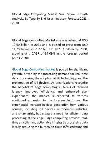 Global Edge Computing Market Size