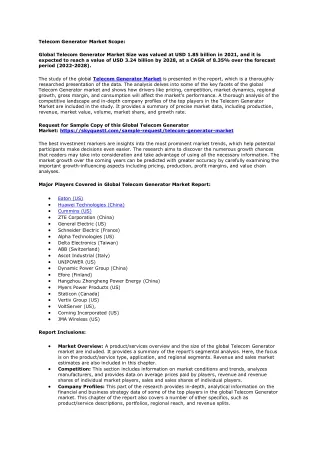 Telecom Generator Market