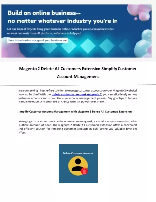 Magento 2 Delete All Customers Extension Simplify Customer Account Management