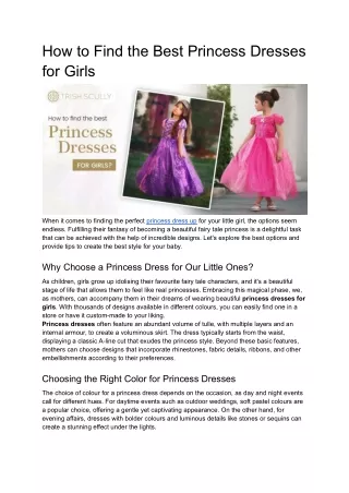 How to Find the Best Princess Dresses for Girls