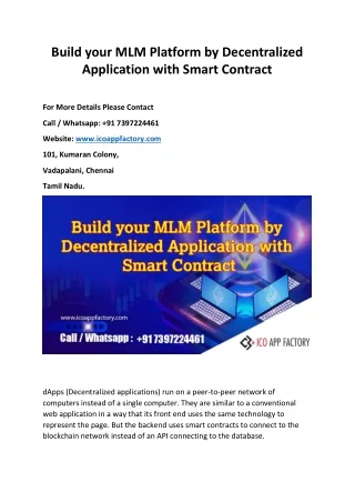 Build your MLM Platform by Decentralized Application with Smart Contract