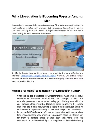 Why Liposuction Is Becoming Popular Among Men