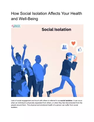 How Social Isolation Affects Your Health and Well-Being