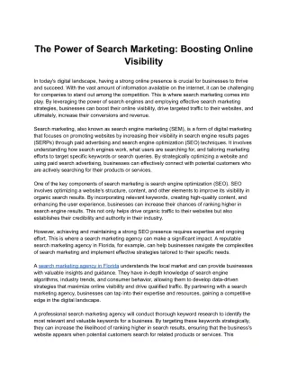 The Power of Search Marketing: Boosting Online Visibility