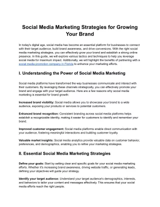Social Media Marketing Strategies for Growing Your Brand