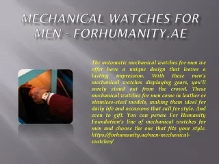 Mechanical Watches for Men - forhumanity.ae