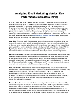 Analyzing Email Marketing Metrics: Key Performance Indicators (KPIs)