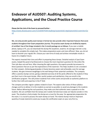 Endeavor of AUD507: Auditing Systems, Applications, and the Cloud Practice Cours