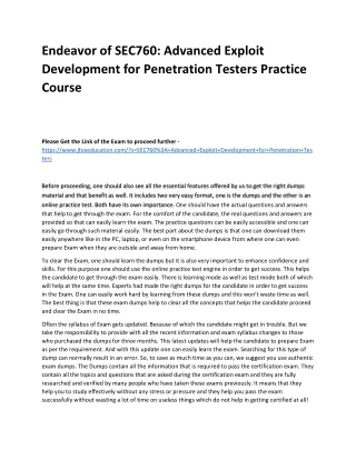 Endeavor of SEC760: Advanced Exploit Development for Penetration Testers Practic