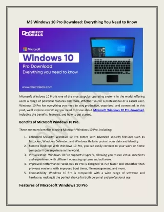 MS Windows 10 Pro Download: Everything You Need to Know