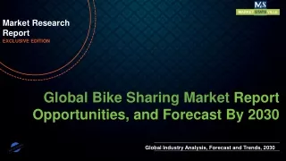 Bike Sharing Market Worth US$ 8,606.2 million by 2030