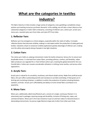 What are the categories in textile industry (1)