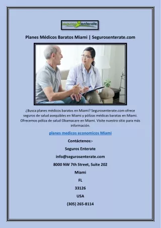 Planes Médicos Baratos Miami | Segurosenterate.com