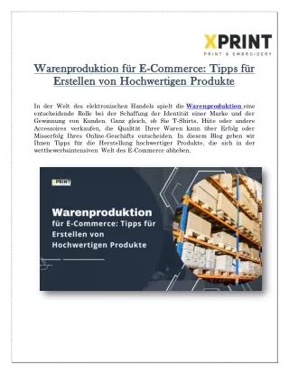 Warenproduktion für E-Commerce Tipps für Erstellen von Hochwertigen Produkte