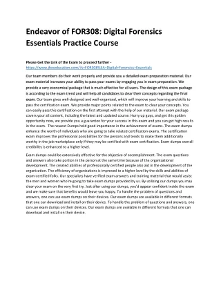 Endeavor of FOR308: Digital Forensics Essentials Practice Course