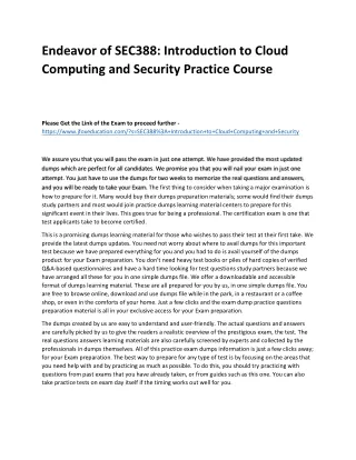 Endeavor of SEC388: Introduction to Cloud Computing and Security Practice Course
