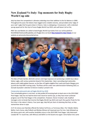 New Zealand Vs Italy Top moments for Italy Rugby World Cup side