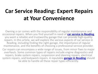 Car Service Reading Expert Repairs at Your Convenience