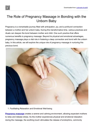 The Role of Pregnancy Massage in Bonding with the unborn