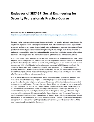 Endeavor of SEC467: Social Engineering for Security Professionals Practice Cours
