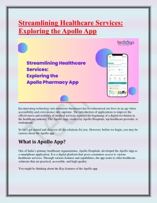 Streamlining Healthcare Services-Exploring the Apollo App