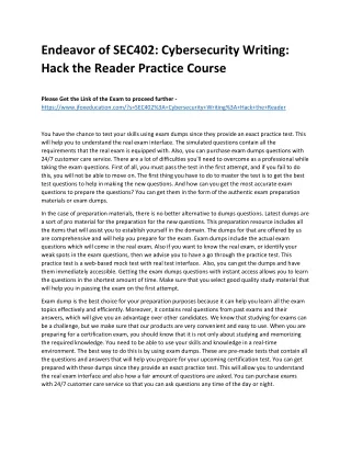 Endeavor of SEC402: Cybersecurity Writing: Hack the Reader Practice Course
