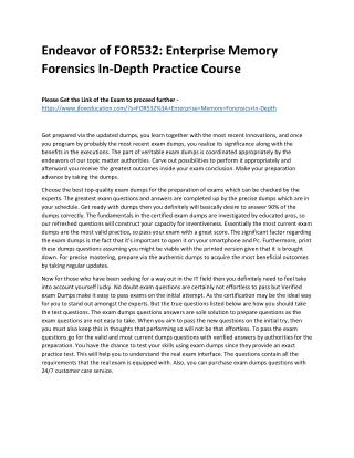 Endeavor of FOR532: Enterprise Memory Forensics In-Depth Practice Course