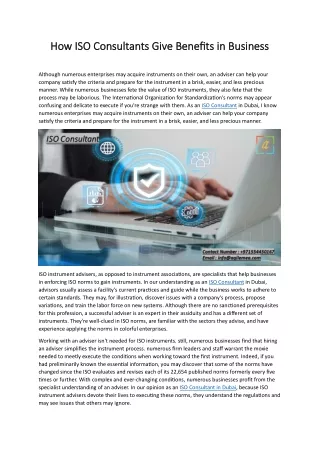 How ISO Consultants Give Benefits in Business