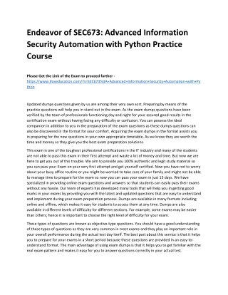 Endeavor of SEC673: Advanced Information Security Automation with Python Practic