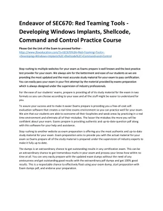 Endeavor of SEC670: Red Teaming Tools - Developing Windows Implants, Shellcode,