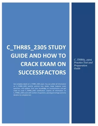 C_THR85_2305 Study Guide and How to Crack Exam on SuccessFactors