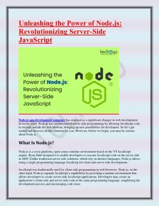 Unleashing the Power of Node.js- Revolutionizing Server-Side JavaScript