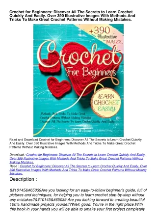 PDF_  Crochet for Beginners: Discover All The Secrets to Learn Crochet Quickly And Easily. Over 390 Illustrative Images