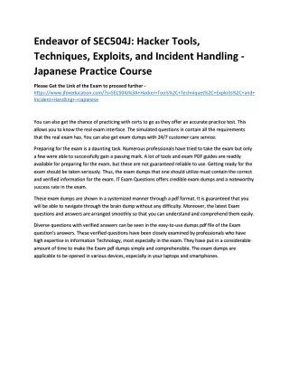 Endeavor of SEC504J: Hacker Tools, Techniques, Exploits, and Incident Handling -