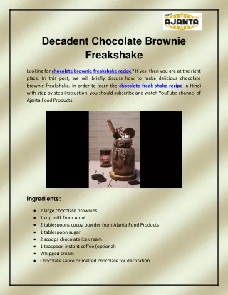 Chocolate Freak Shake Recipe