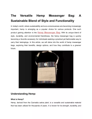 The Versatile Hemp Messenger Bag_ A Sustainable Blend of Style and Functionality