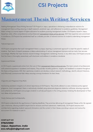 Management Thesis Writing Services