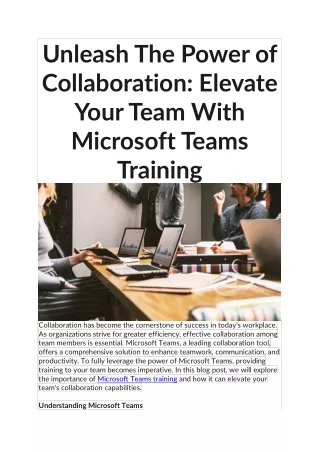 Elevate Your Team With Microsoft Teams Training