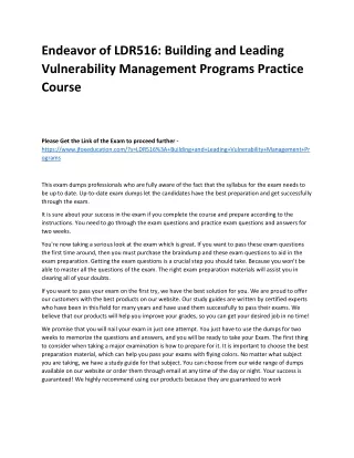 Endeavor of LDR516: Building and Leading Vulnerability Management Programs Pract