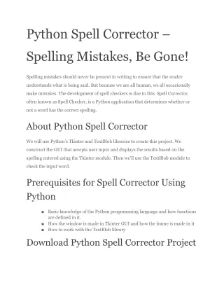 Python Spell Corrector – Spelling Mistakes, Be Gone