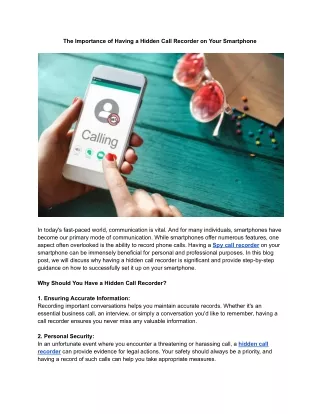 The Importance of Having a Hidden Call Recorder on Your Smartphone