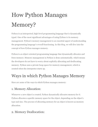 How Python Manages Memory